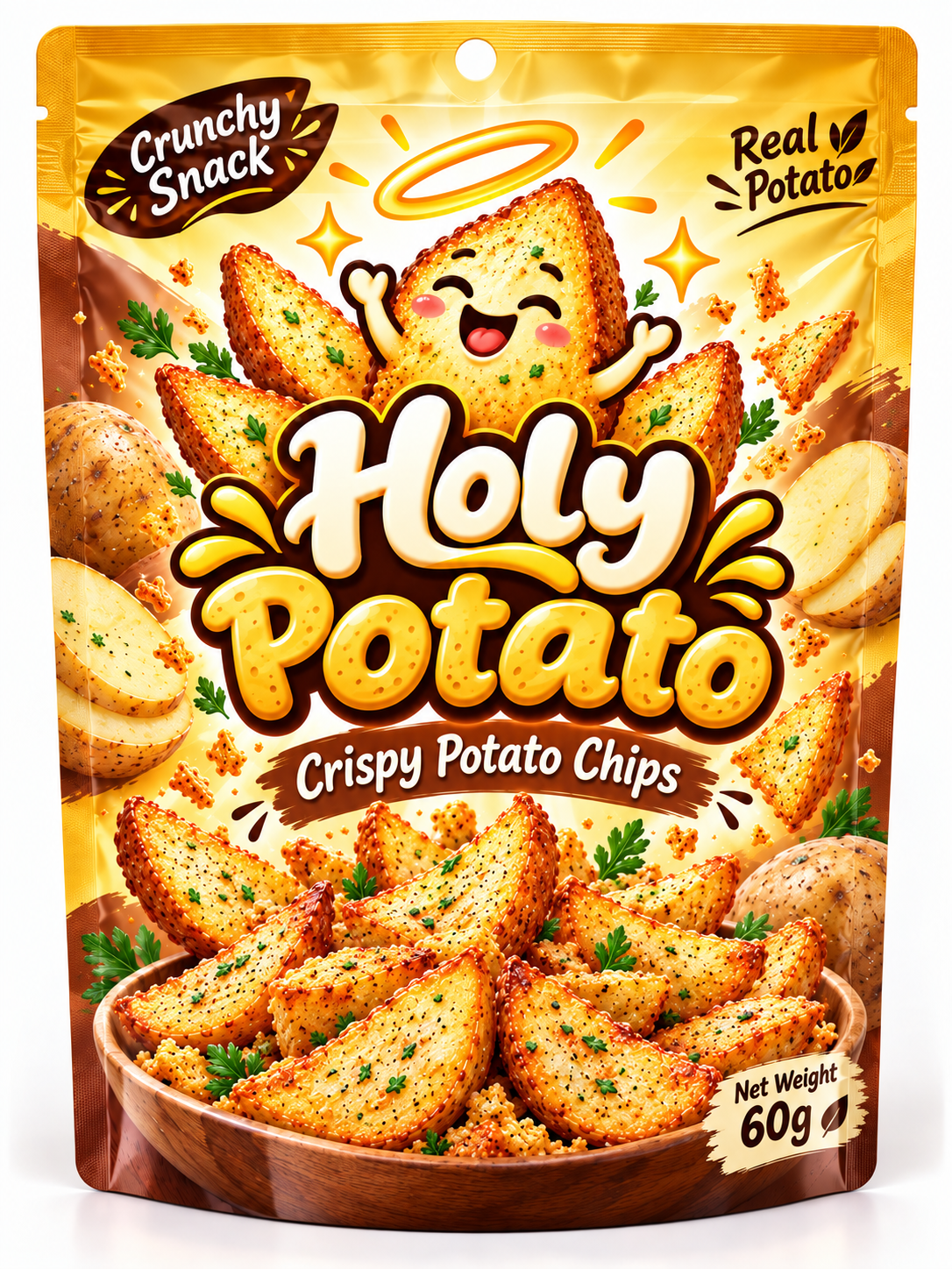 Holy Potato crispy potato chips package